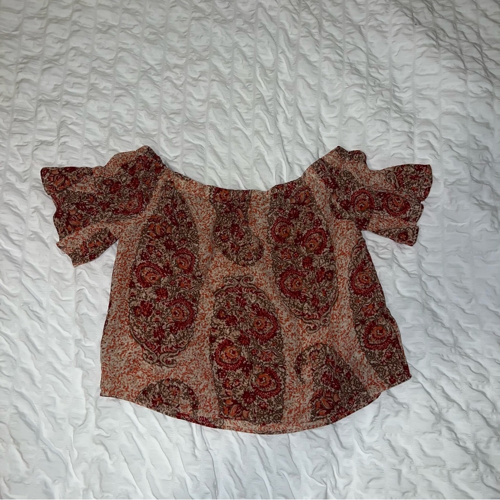 Madewell off the shoulder patterned top